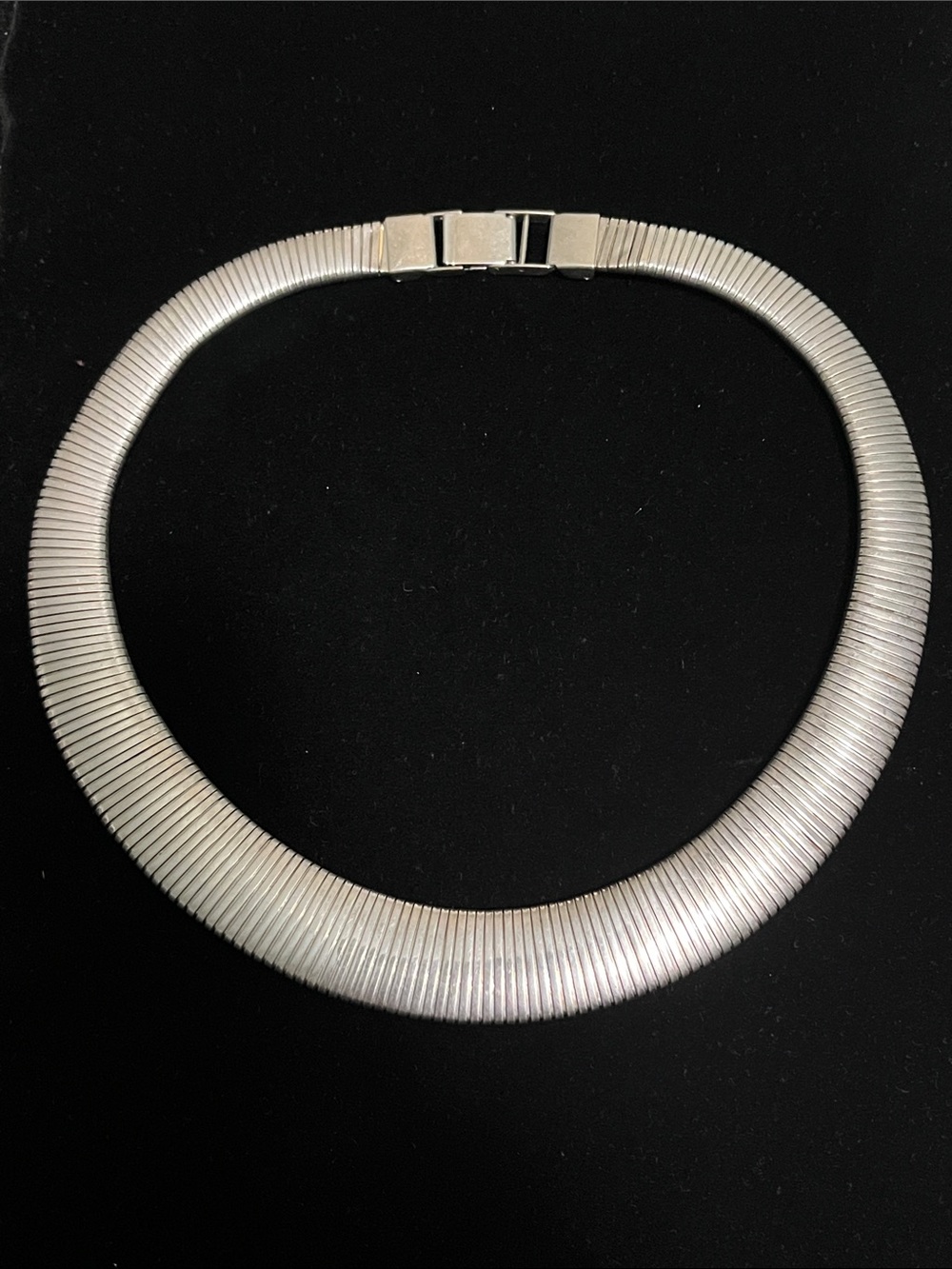 Silvertone Herringbone Collar Necklace